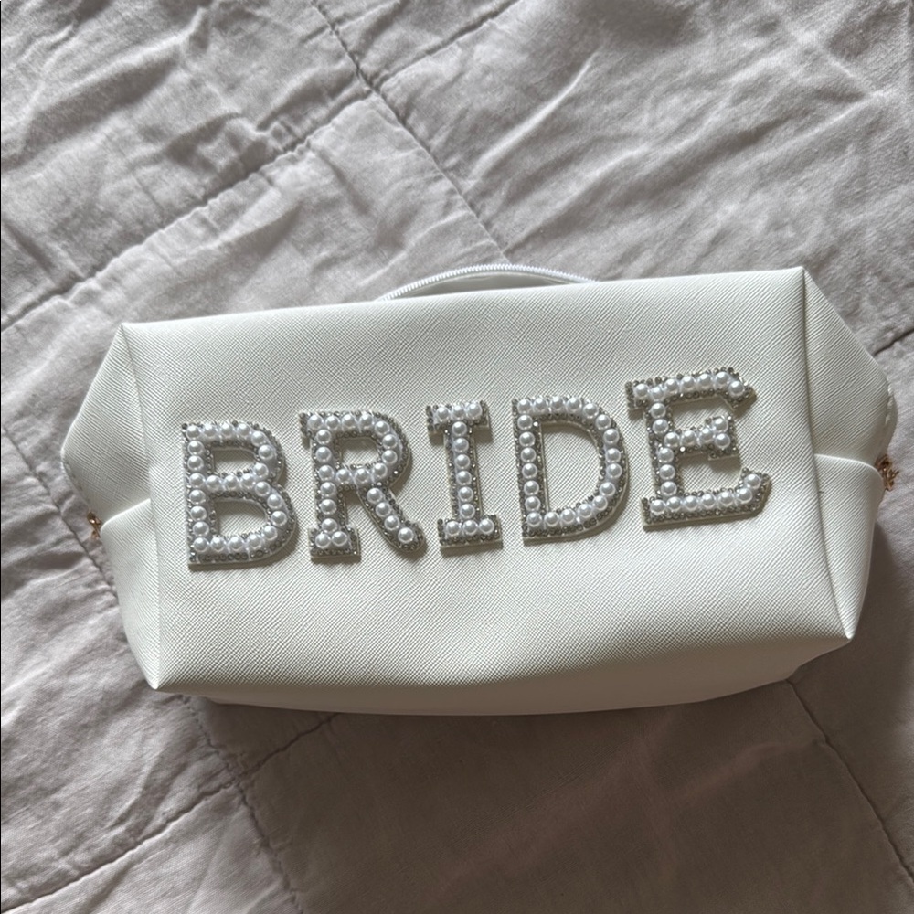 Elegant White Bride makeup bag